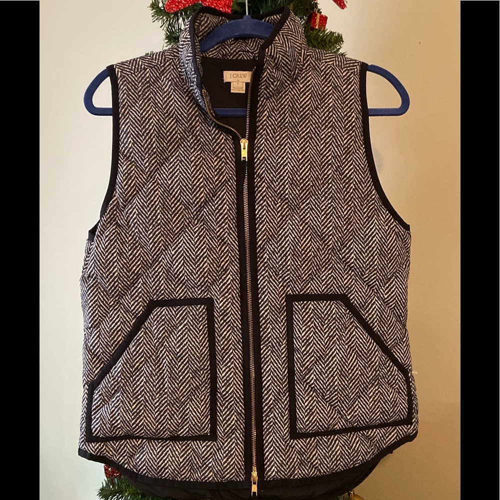 J Crew Herringbone Puffer Vest